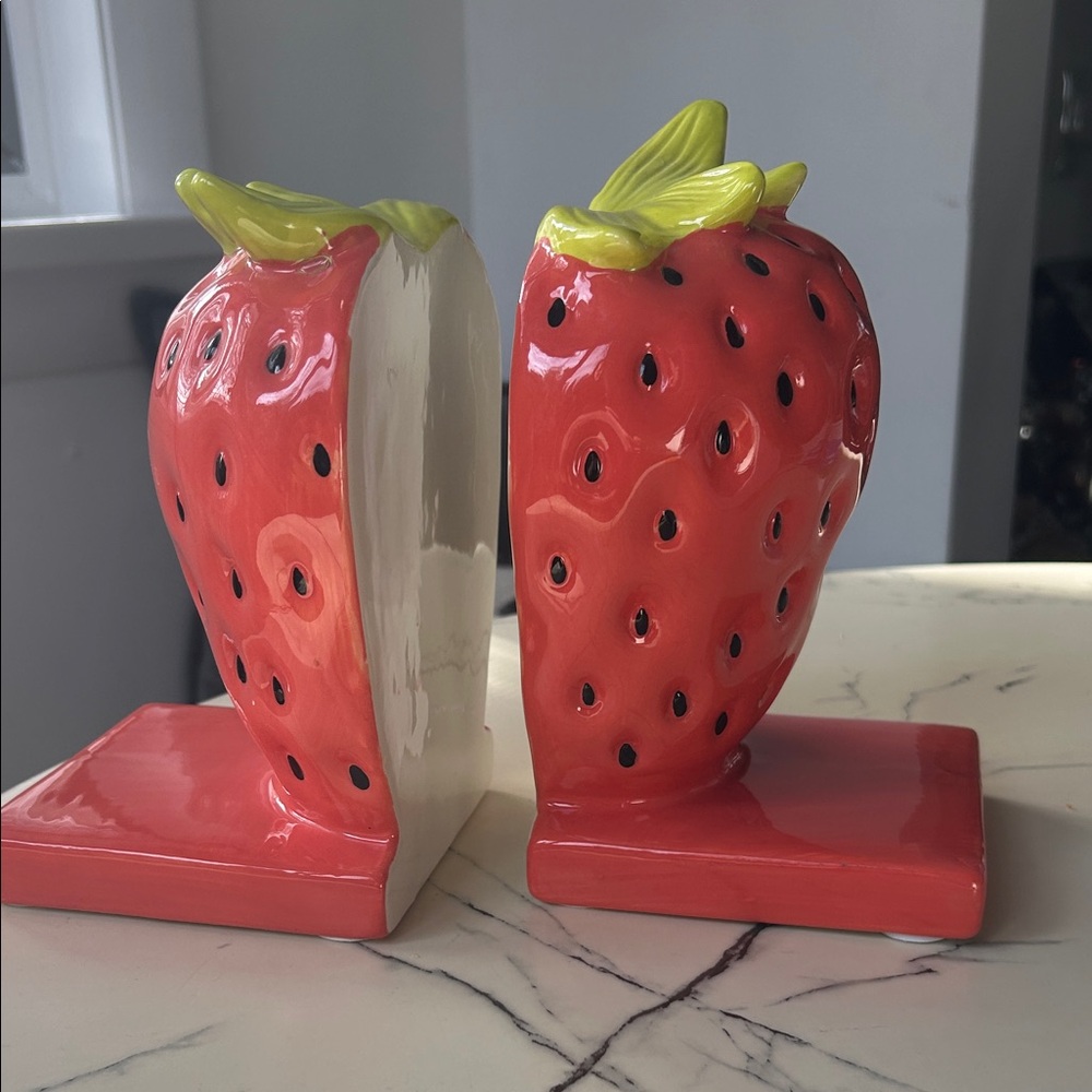 Strawberry Ceramic Bookends